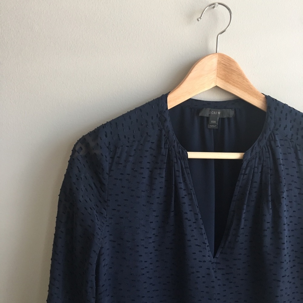 J. Crew Navy Split Neck Blouse